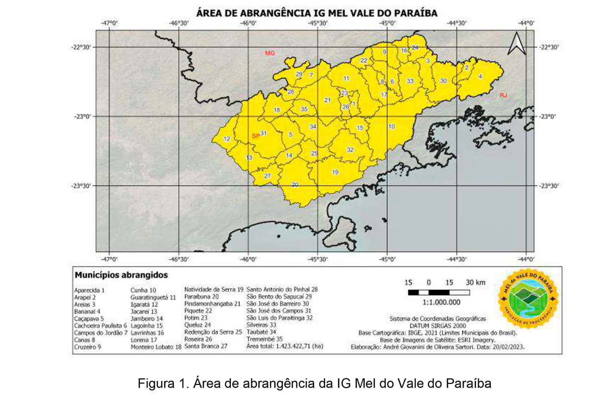 Área de abrangência do IG Mel do Vale do Paraíba