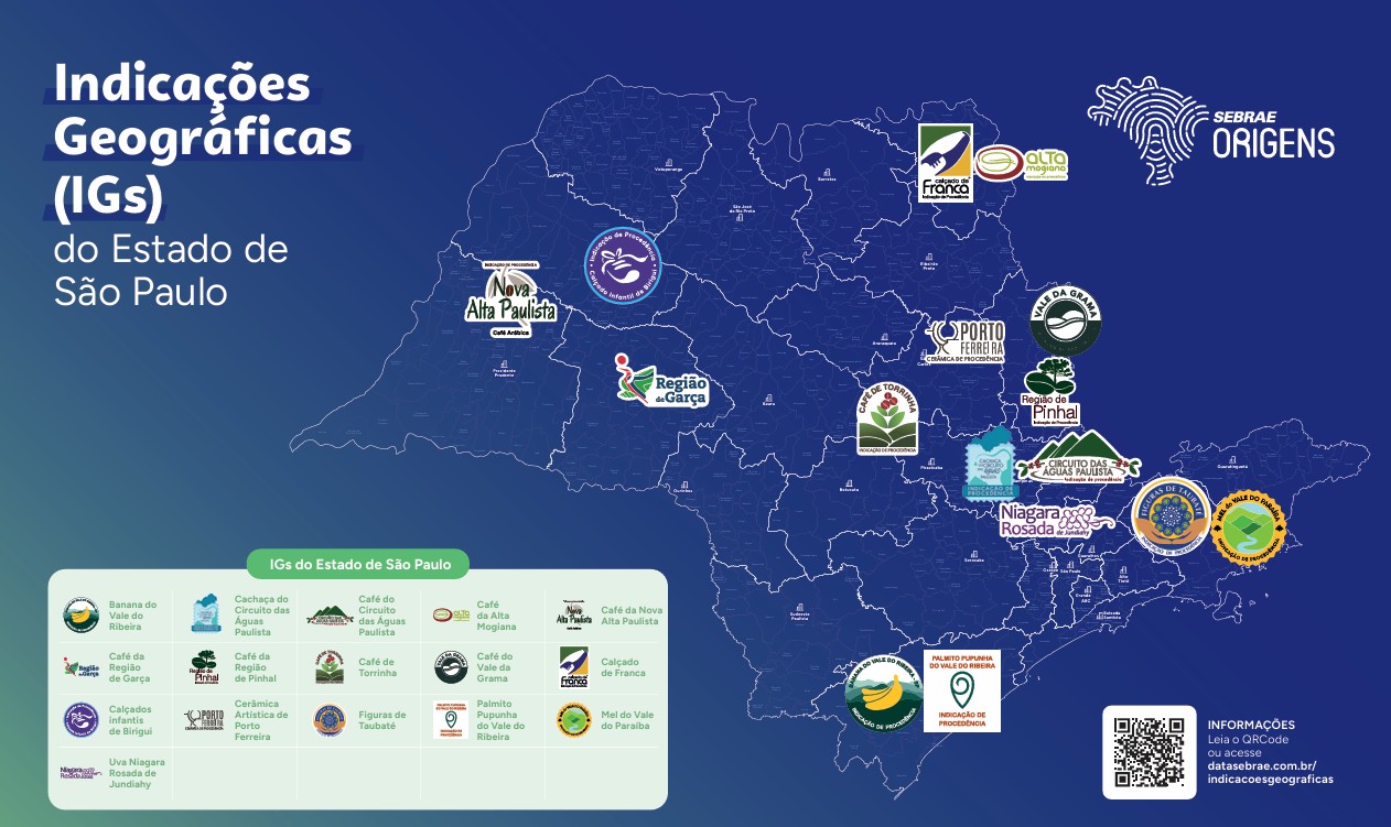 Mapa das Indicações Geográficas do Estado de São Paulo
